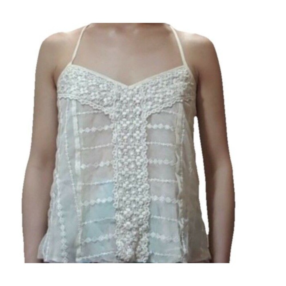 American Eagle Cami Size L Cream Crochet Mech Ethereal Fairy